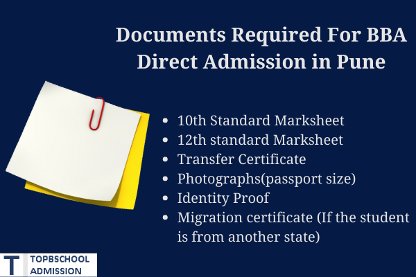 Documents Required For BBA Direct Admission in Pune
